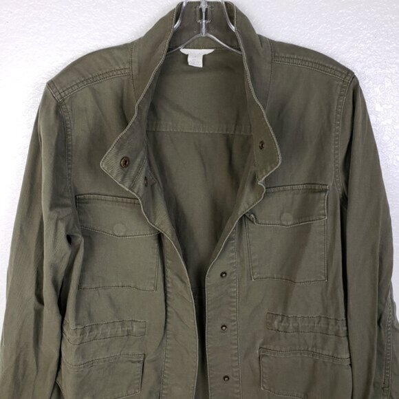 CASLON Jacket Oversized Utility Cargo Snap Army Green size S Military Shacket - Picture 10 of 13